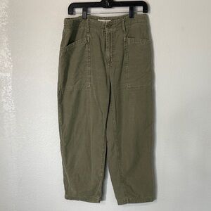 Luck Brand Cargo Cropped Loose Fit Olive Green Pants 8